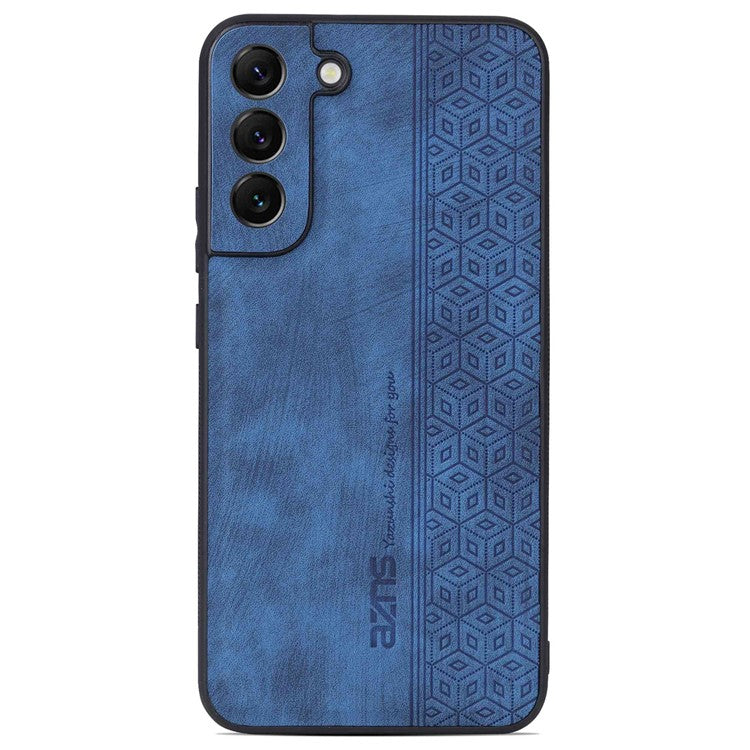 AZNS For Samsung Galaxy S22+ 5G Cell Phone Cover Shell Imprinted Pattern PU Leather+TPU Non-slip Phone Case - Blue