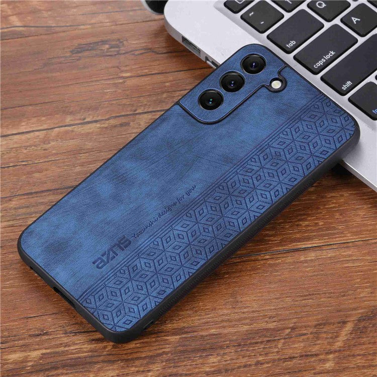 AZNS For Samsung Galaxy S22+ 5G Cell Phone Cover Shell Imprinted Pattern PU Leather+TPU Non-slip Phone Case - Blue