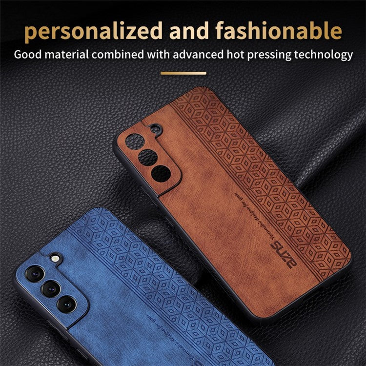 AZNS For Samsung Galaxy S22+ 5G Cell Phone Cover Shell Imprinted Pattern PU Leather+TPU Non-slip Phone Case - Blue