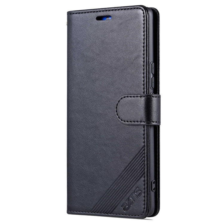 AZNS Stand Wallet Phone Case for Honor X40 5G , Shockproof Textured PU Leather Folio Flip Protective Cover - Black