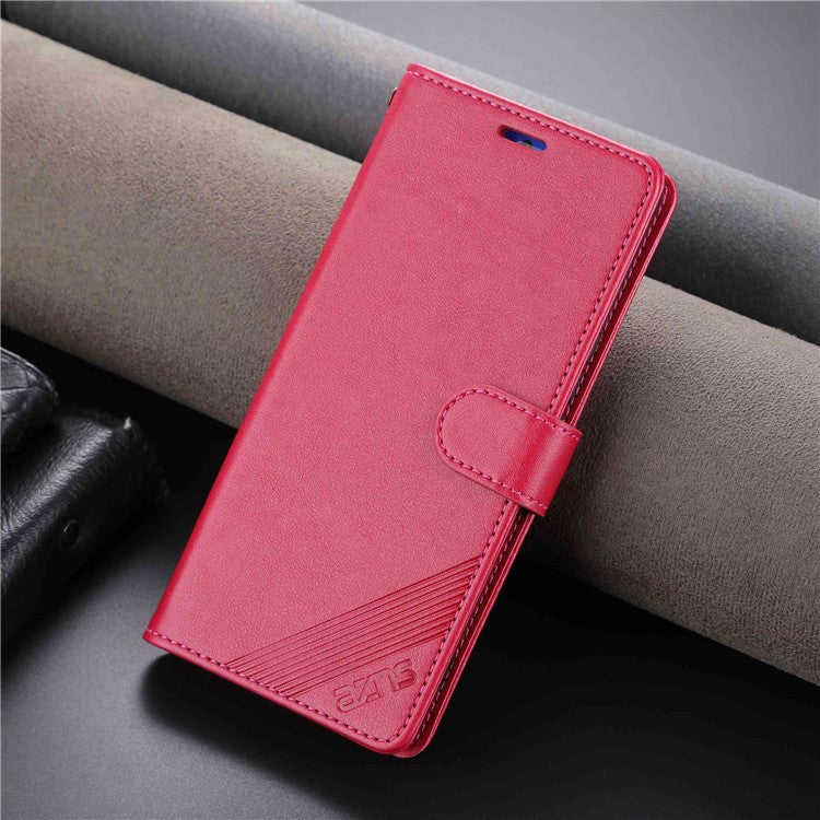 AZNS Stand Wallet Phone Case for Honor X40 5G , Shockproof Textured PU Leather Folio Flip Protective Cover - Red
