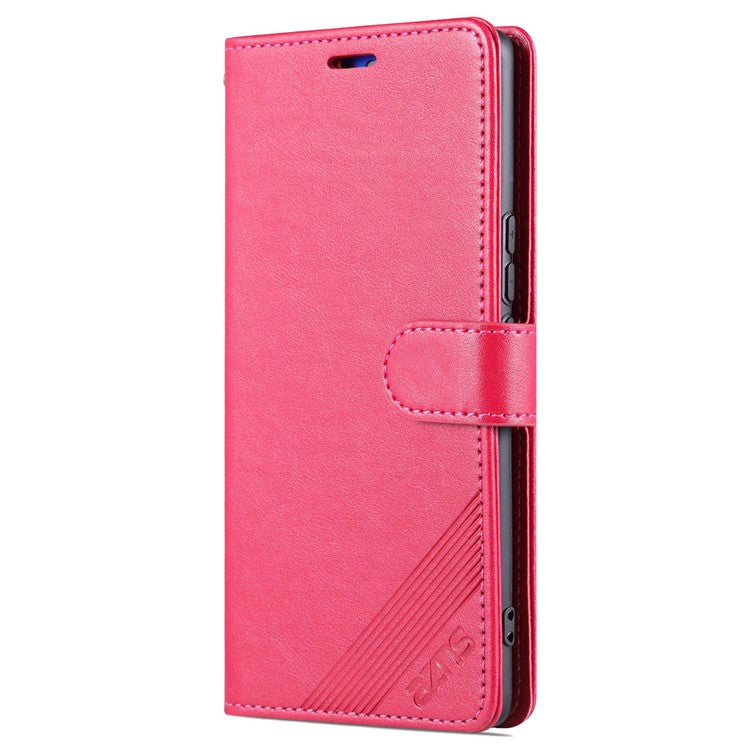 AZNS Stand Wallet Phone Case for Honor X40 5G , Shockproof Textured PU Leather Folio Flip Protective Cover - Red