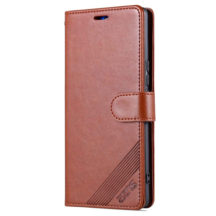 AZNS Stand Wallet Phone Case for Honor X40 5G , Shockproof Textured PU Leather Folio Flip Protective Cover - Brown