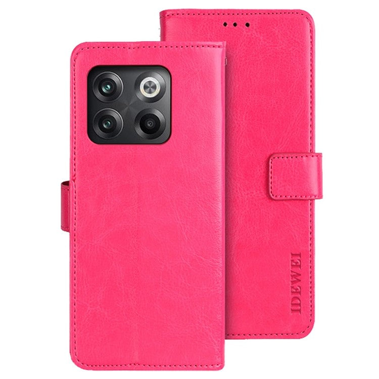 IDEWEI For OnePlus 10T 5G / Ace Pro 5G Crazy Horse Texture PU Leather + TPU Full Protection Phone Case Stand Wallet Cover - Rose