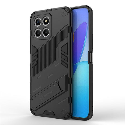 Kickstand Phone Case for Honor X8 5G, Hard PC + Soft TPU Anti-drop Hybrid Protective Cover - Black