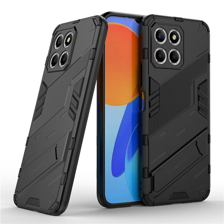 Kickstand Phone Case for Honor X8 5G, Hard PC + Soft TPU Anti-drop Hybrid Protective Cover - Black