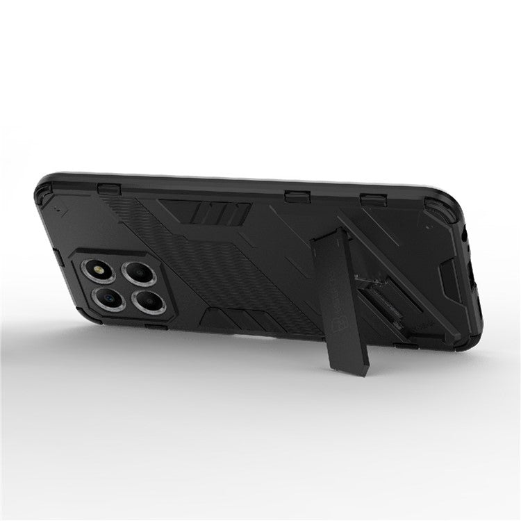 Kickstand Phone Case for Honor X8 5G, Hard PC + Soft TPU Anti-drop Hybrid Protective Cover - Black