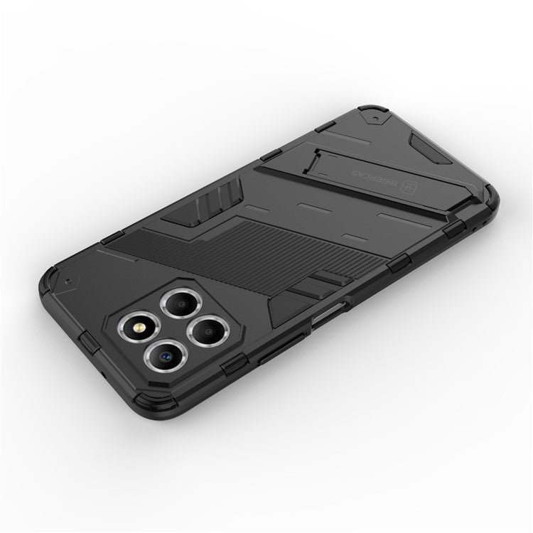 Kickstand Phone Case for Honor X8 5G, Hard PC + Soft TPU Anti-drop Hybrid Protective Cover - Black