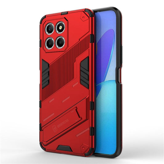 Kickstand Phone Case for Honor X8 5G, Hard PC + Soft TPU Anti-drop Hybrid Protective Cover - Red