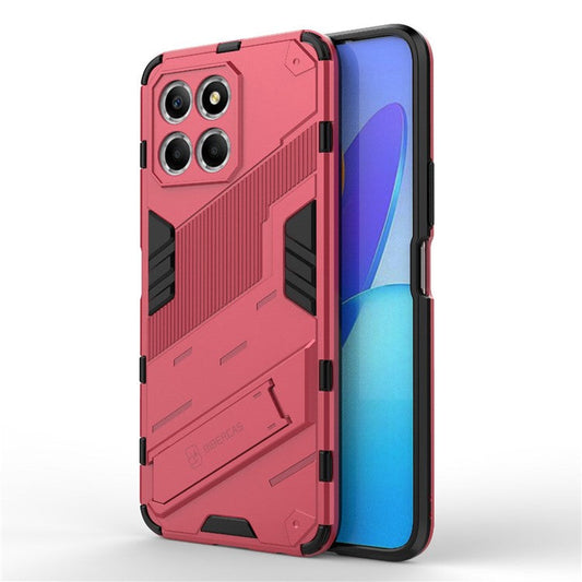 Kickstand Phone Case for Honor X8 5G, Hard PC + Soft TPU Anti-drop Hybrid Protective Cover - Rose