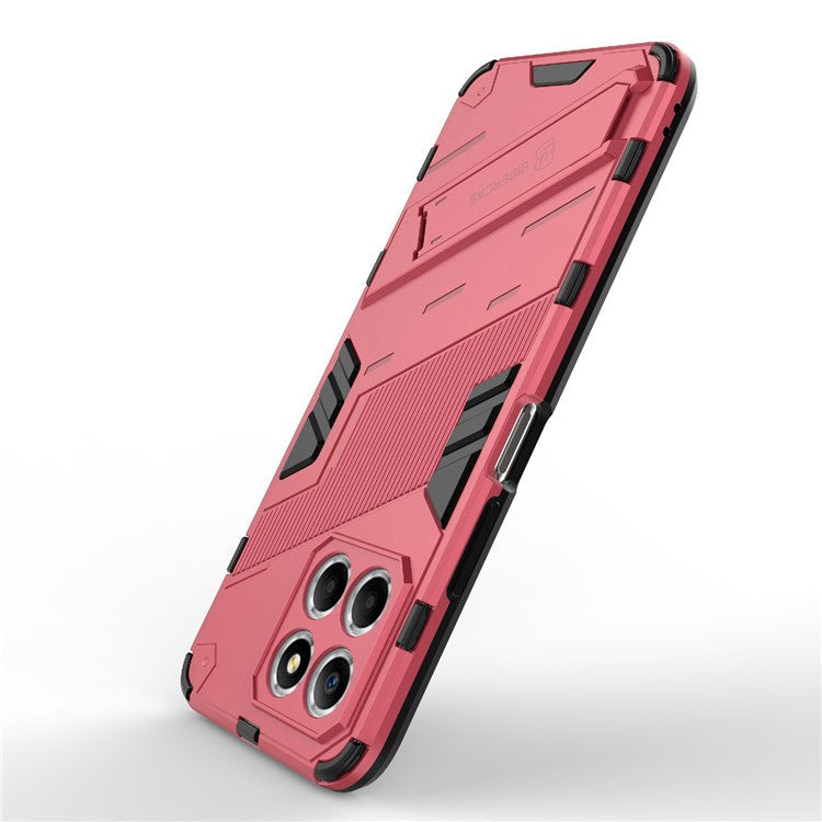 Kickstand Phone Case for Honor X8 5G, Hard PC + Soft TPU Anti-drop Hybrid Protective Cover - Rose