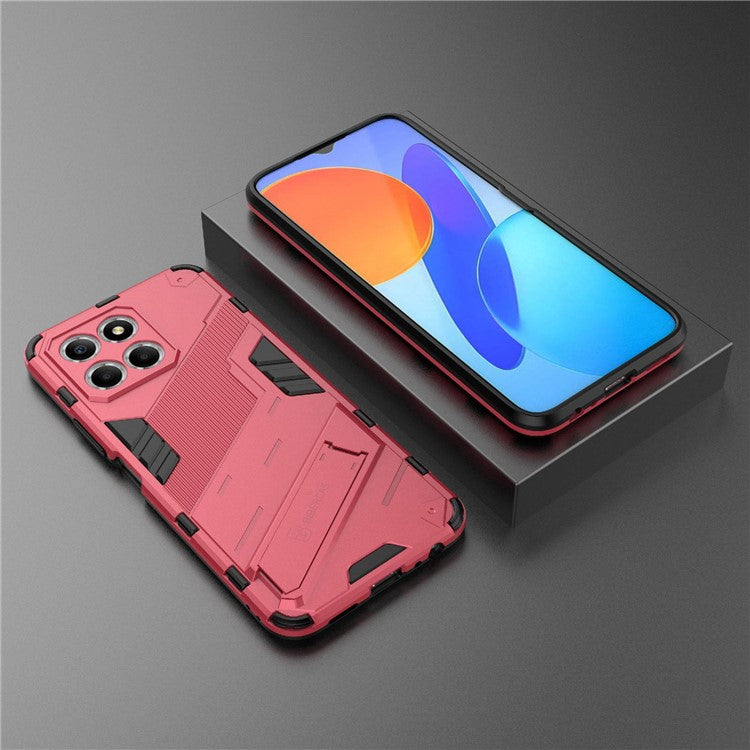 Kickstand Phone Case for Honor X8 5G, Hard PC + Soft TPU Anti-drop Hybrid Protective Cover - Rose