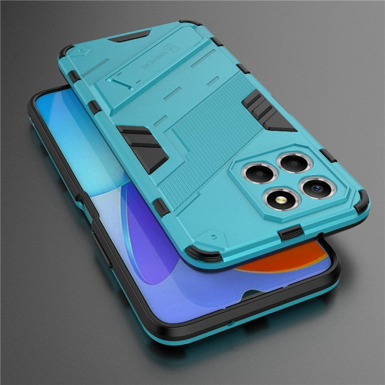 Kickstand Phone Case for Honor X8 5G, Hard PC + Soft TPU Anti-drop Hybrid Protective Cover - Baby Blue