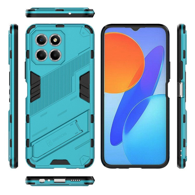 Kickstand Phone Case for Honor X8 5G, Hard PC + Soft TPU Anti-drop Hybrid Protective Cover - Baby Blue