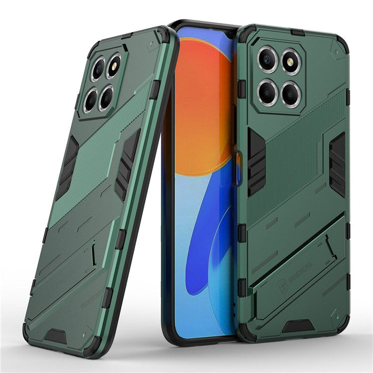 Kickstand Phone Case for Honor X8 5G, Hard PC + Soft TPU Anti-drop Hybrid Protective Cover - Green