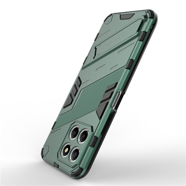 Kickstand Phone Case for Honor X8 5G, Hard PC + Soft TPU Anti-drop Hybrid Protective Cover - Green