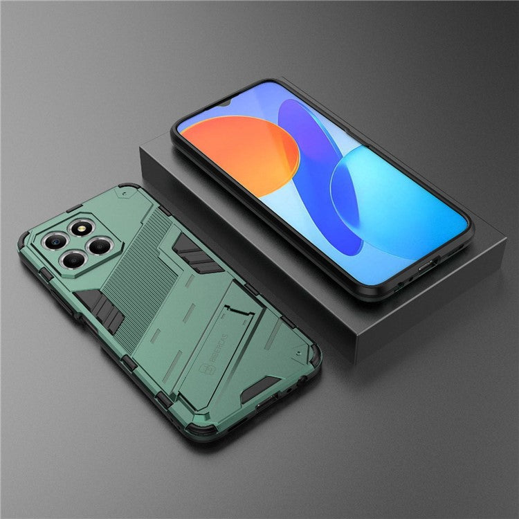 Kickstand Phone Case for Honor X8 5G, Hard PC + Soft TPU Anti-drop Hybrid Protective Cover - Green