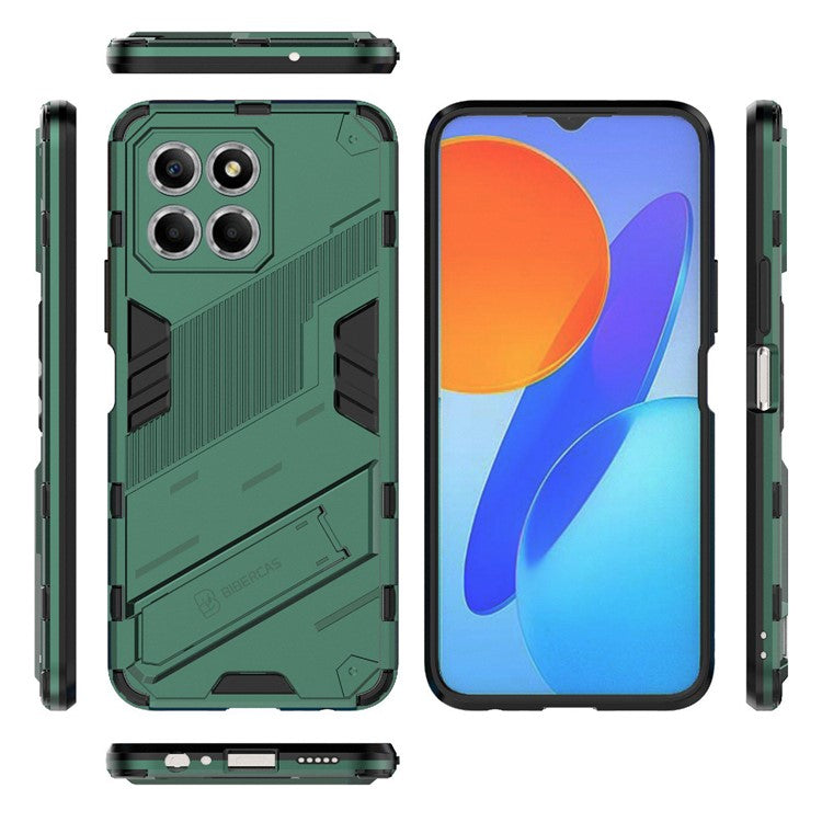 Kickstand Phone Case for Honor X8 5G, Hard PC + Soft TPU Anti-drop Hybrid Protective Cover - Green