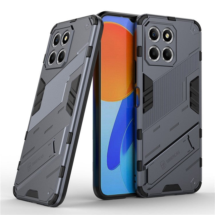 Kickstand Phone Case for Honor X8 5G, Hard PC + Soft TPU Anti-drop Hybrid Protective Cover - Dark Blue