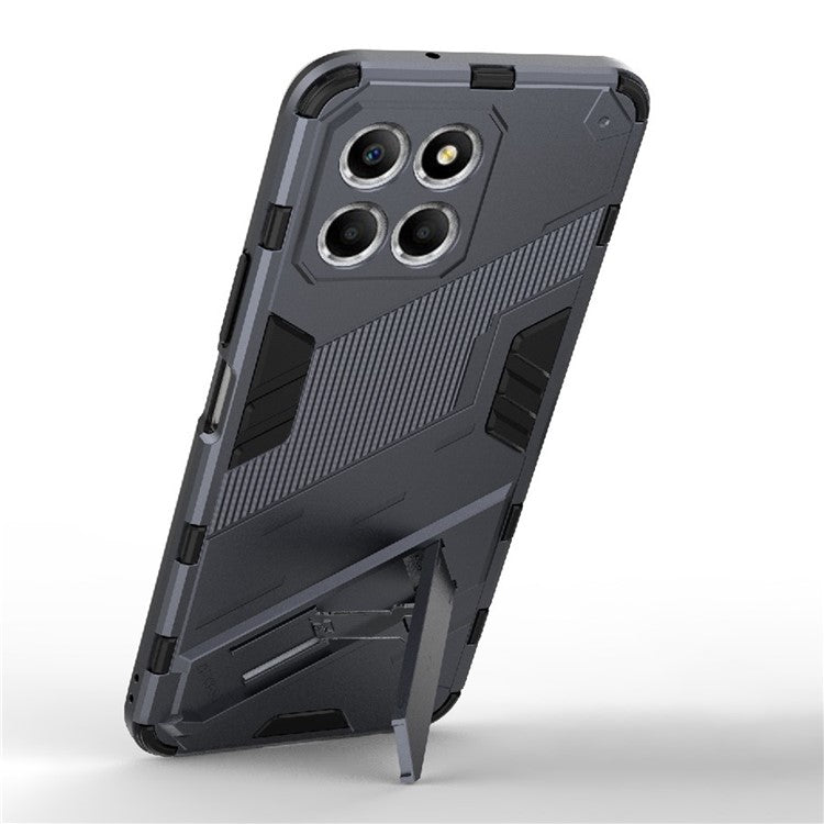 Kickstand Phone Case for Honor X8 5G, Hard PC + Soft TPU Anti-drop Hybrid Protective Cover - Dark Blue