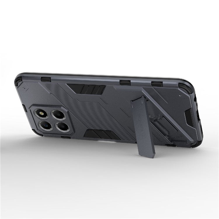 Kickstand Phone Case for Honor X8 5G, Hard PC + Soft TPU Anti-drop Hybrid Protective Cover - Dark Blue