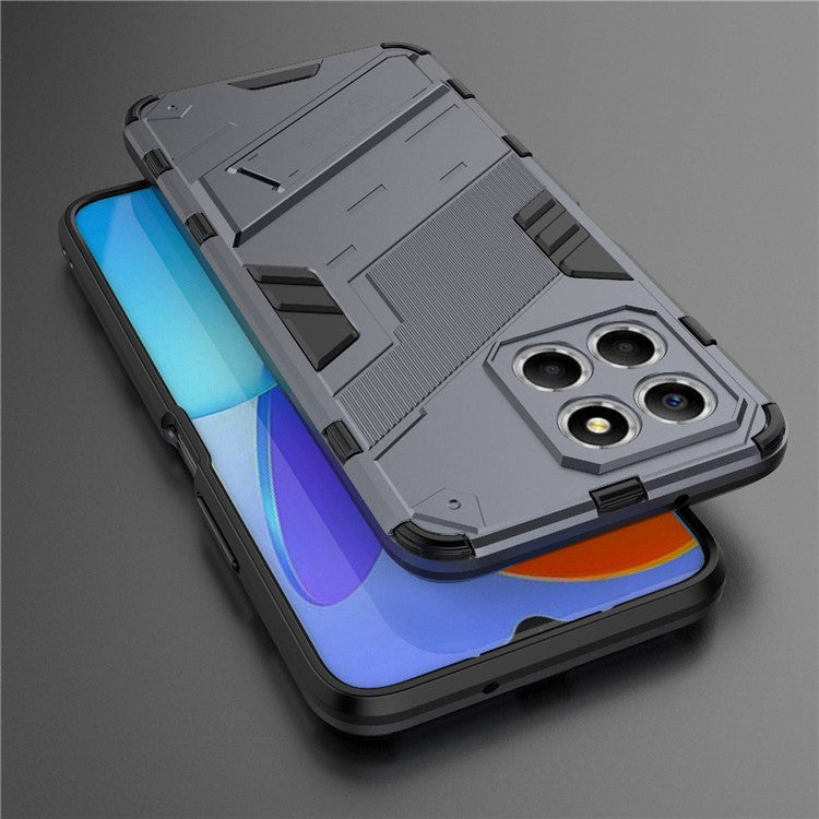 Kickstand Phone Case for Honor X8 5G, Hard PC + Soft TPU Anti-drop Hybrid Protective Cover - Dark Blue