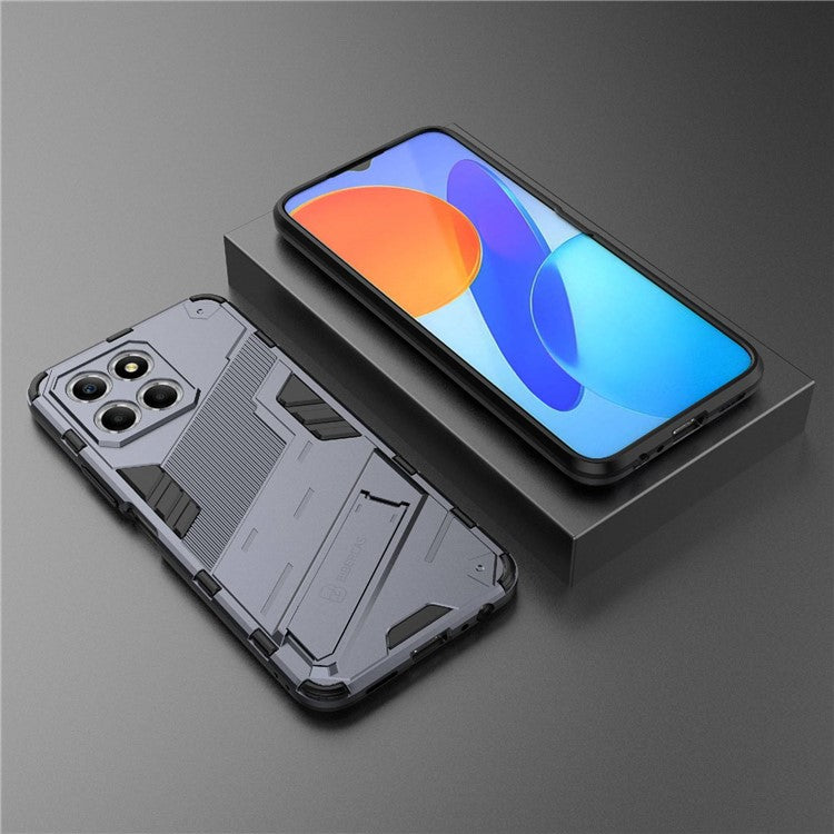 Kickstand Phone Case for Honor X8 5G, Hard PC + Soft TPU Anti-drop Hybrid Protective Cover - Dark Blue