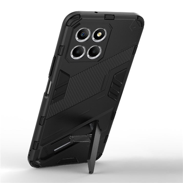 Kickstand Phone Case for Honor X8 5G, Hard PC + Soft TPU Anti-drop Hybrid Protective Cover - White
