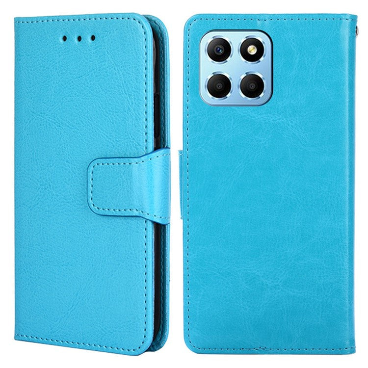 For Honor X8 5G / X6 4G Textured PU Leather Magnetic Clasp Phone Case Wallet Stand Drop-proof Inner TPU Cover - Baby Blue
