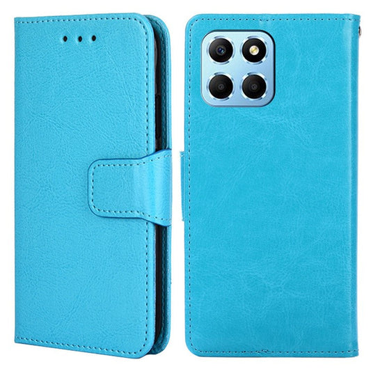 For Honor X8 5G / X6 4G Textured PU Leather Magnetic Clasp Phone Case Wallet Stand Drop-proof Inner TPU Cover - Baby Blue