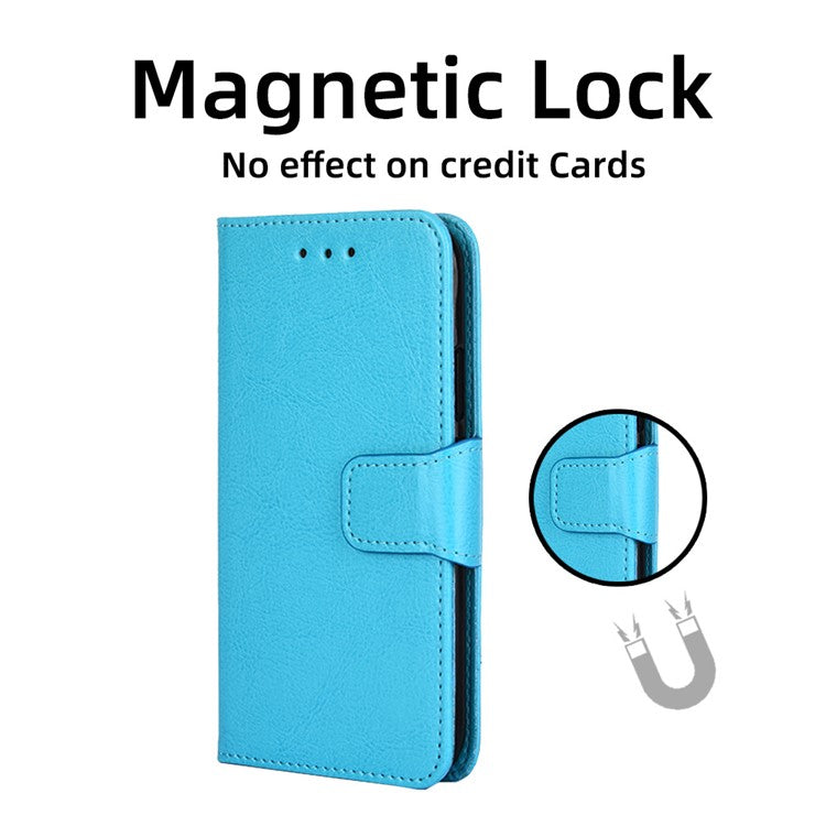For Honor X8 5G / X6 4G Textured PU Leather Magnetic Clasp Phone Case Wallet Stand Drop-proof Inner TPU Cover - Baby Blue
