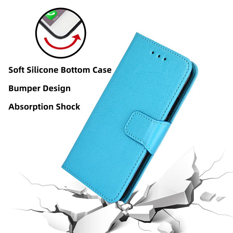 For Honor X8 5G / X6 4G Textured PU Leather Magnetic Clasp Phone Case Wallet Stand Drop-proof Inner TPU Cover - Baby Blue
