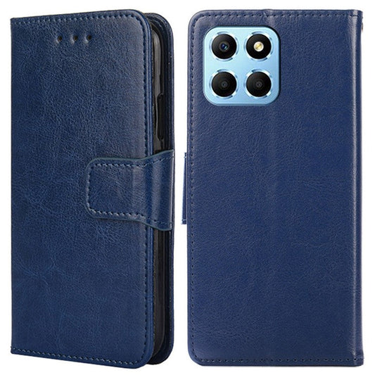For Honor X8 5G / X6 4G Textured PU Leather Magnetic Clasp Phone Case Wallet Stand Drop-proof Inner TPU Cover - Sapphire