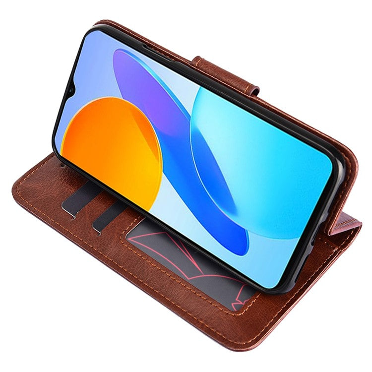 For Honor X8 5G / X6 4G Textured PU Leather Magnetic Clasp Phone Case Wallet Stand Drop-proof Inner TPU Cover - Rose