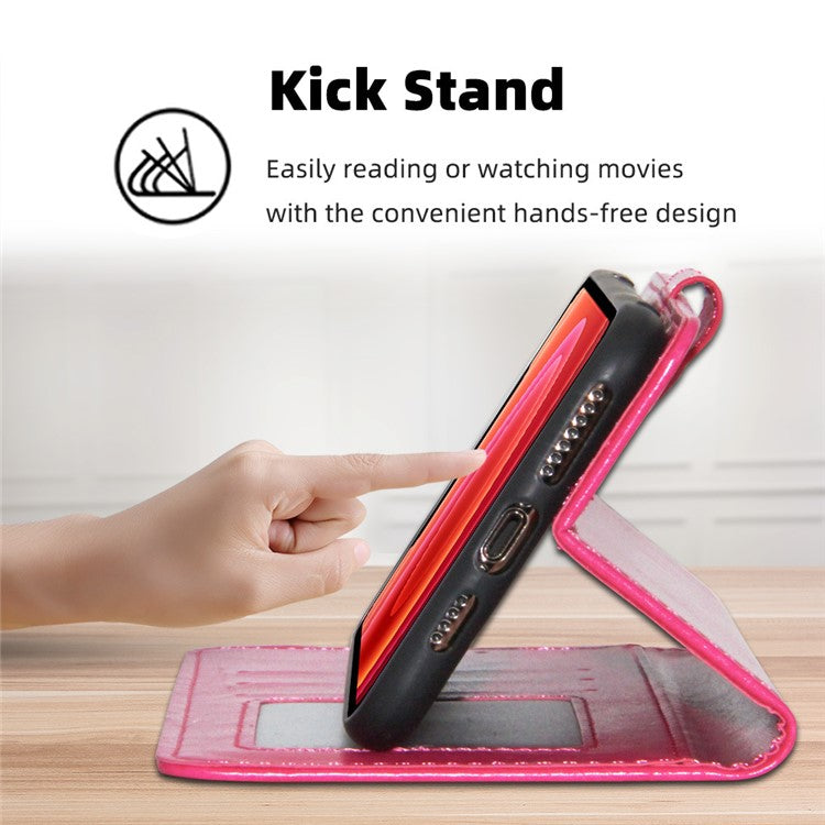 For Honor X8 5G / X6 4G Textured PU Leather Magnetic Clasp Phone Case Wallet Stand Drop-proof Inner TPU Cover - Rose