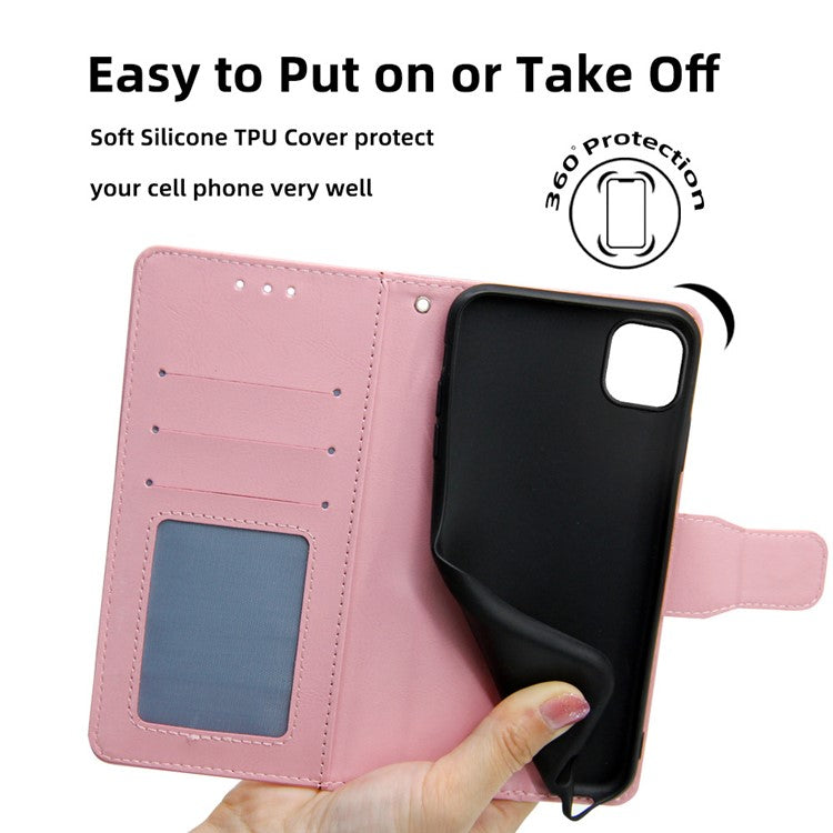 For Honor X8 5G / X6 4G Textured PU Leather Magnetic Clasp Phone Case Wallet Stand Drop-proof Inner TPU Cover - Rose
