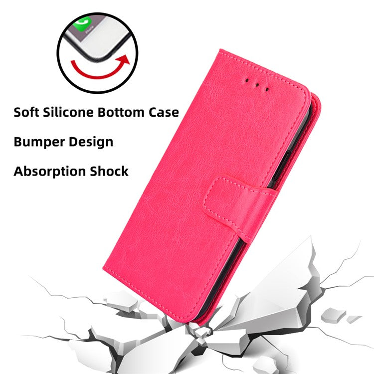 For Honor X8 5G / X6 4G Textured PU Leather Magnetic Clasp Phone Case Wallet Stand Drop-proof Inner TPU Cover - Rose