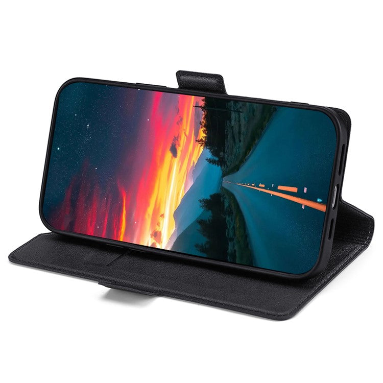 For Honor X8 5G / X6 4G PU Leather Stand Card Holder Case Full Protection Magnetic Clasp Phone Cover - Black