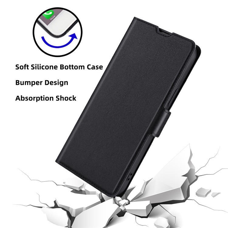 For Honor X8 5G / X6 4G PU Leather Stand Card Holder Case Full Protection Magnetic Clasp Phone Cover - Black