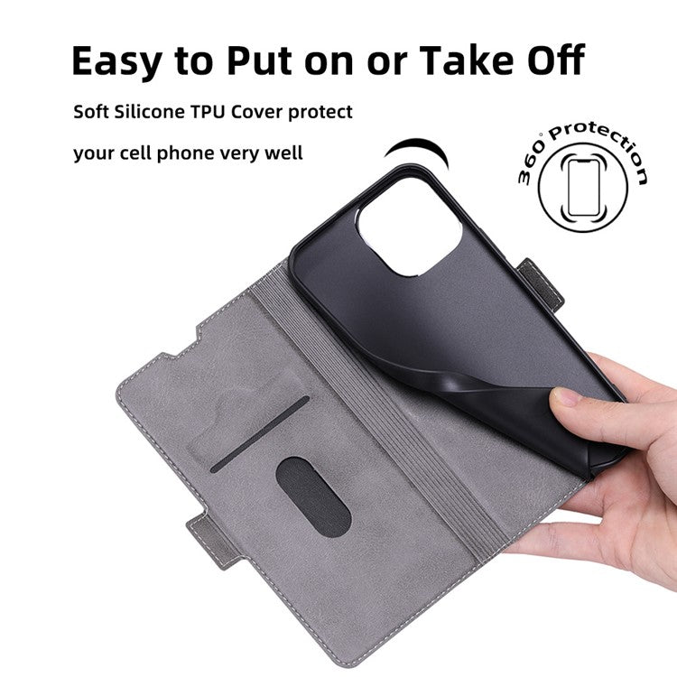 For Honor X8 5G / X6 4G PU Leather Stand Card Holder Case Full Protection Magnetic Clasp Phone Cover - Black