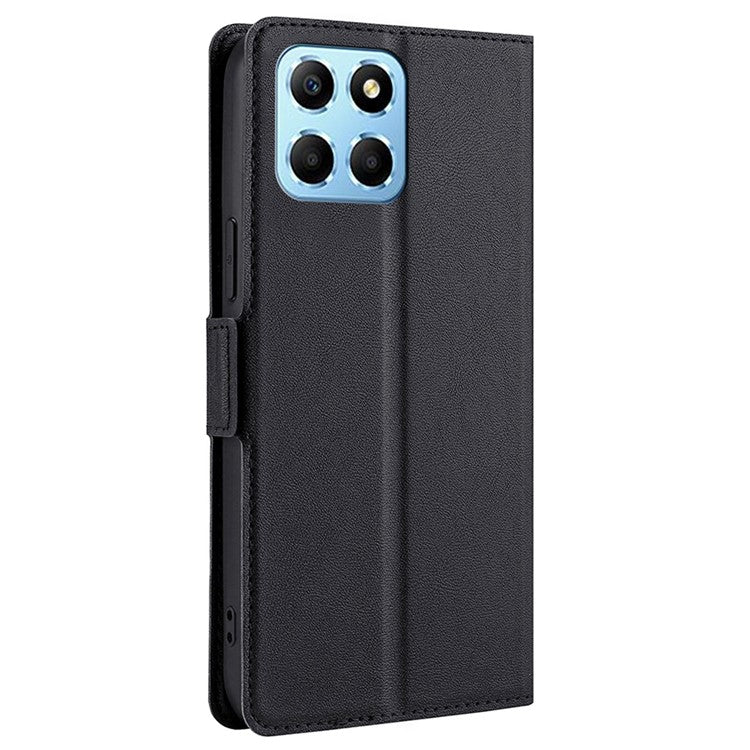 For Honor X8 5G / X6 4G PU Leather Stand Card Holder Case Full Protection Magnetic Clasp Phone Cover - Black