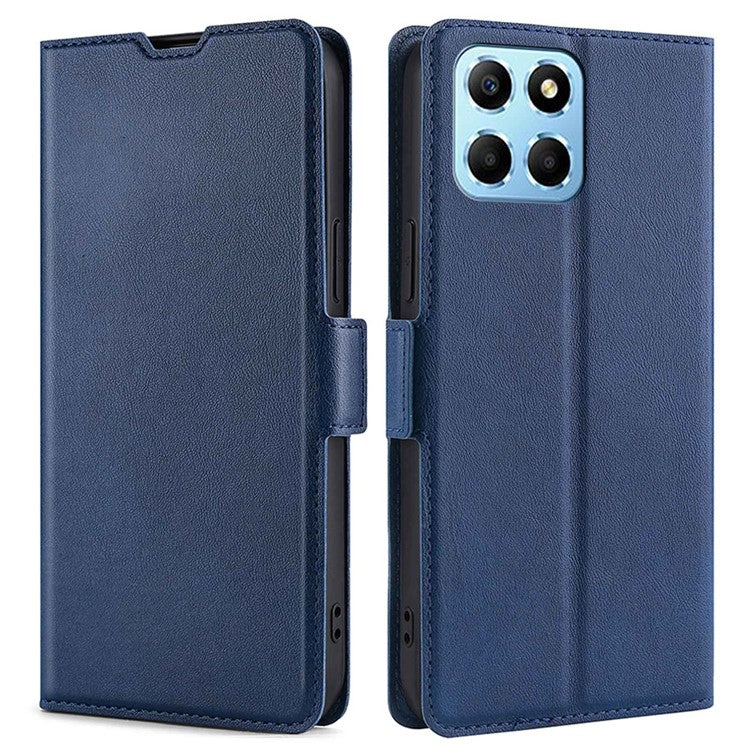 For Honor X8 5G / X6 4G PU Leather Stand Card Holder Case Full Protection Magnetic Clasp Phone Cover - Blue