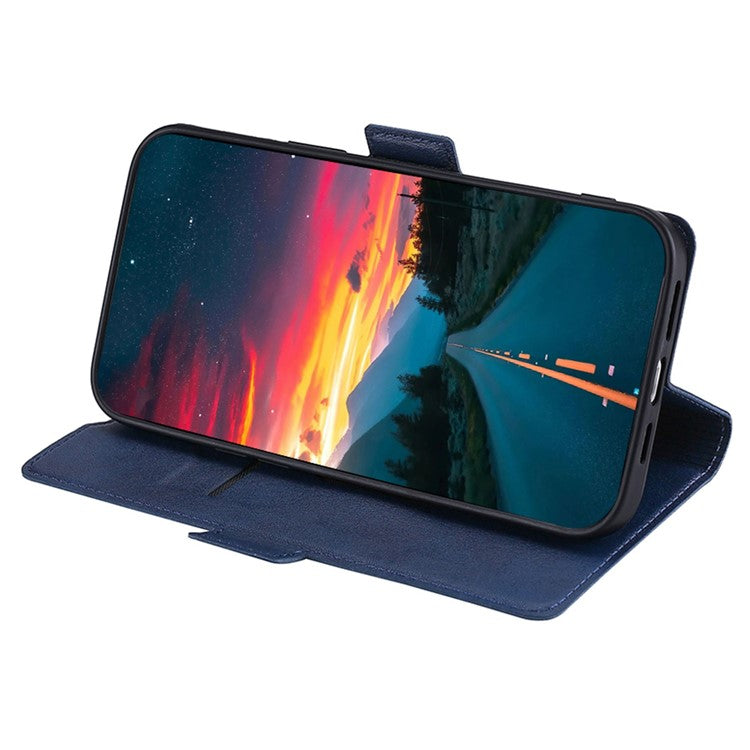 For Honor X8 5G / X6 4G PU Leather Stand Card Holder Case Full Protection Magnetic Clasp Phone Cover - Blue