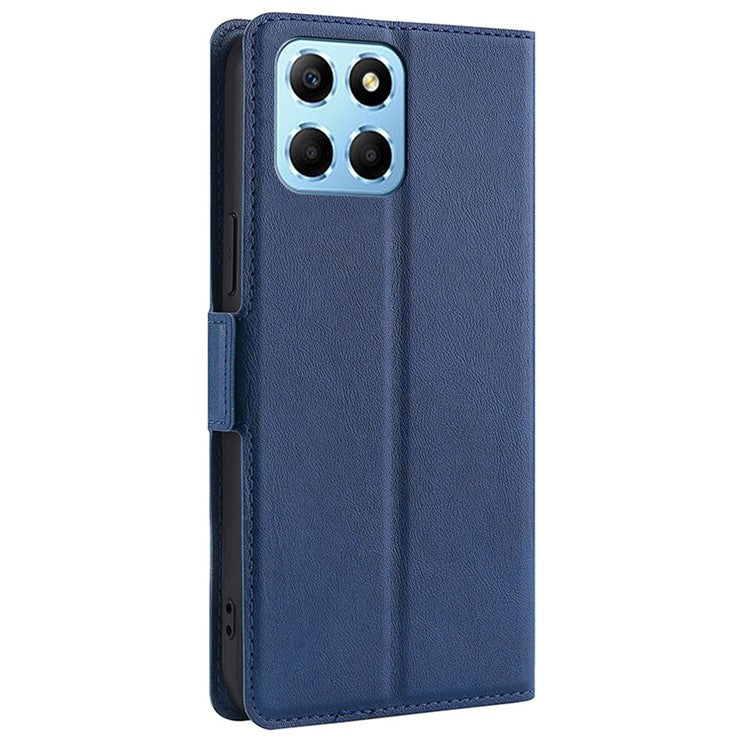 For Honor X8 5G / X6 4G PU Leather Stand Card Holder Case Full Protection Magnetic Clasp Phone Cover - Blue