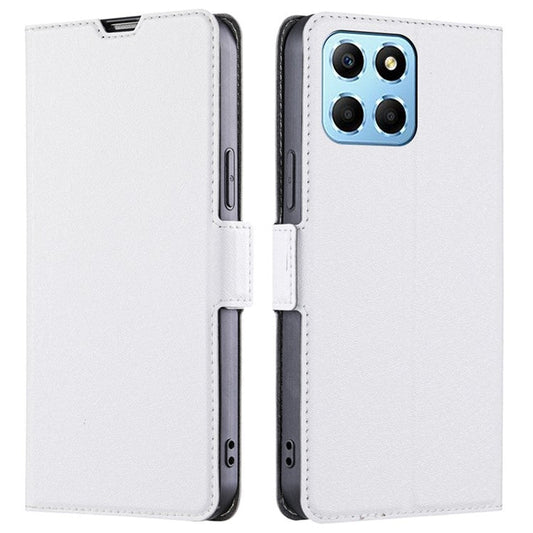 For Honor X8 5G / X6 4G PU Leather Stand Card Holder Case Full Protection Magnetic Clasp Phone Cover - White