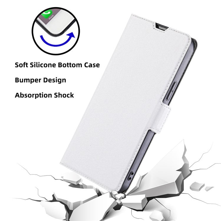 For Honor X8 5G / X6 4G PU Leather Stand Card Holder Case Full Protection Magnetic Clasp Phone Cover - White