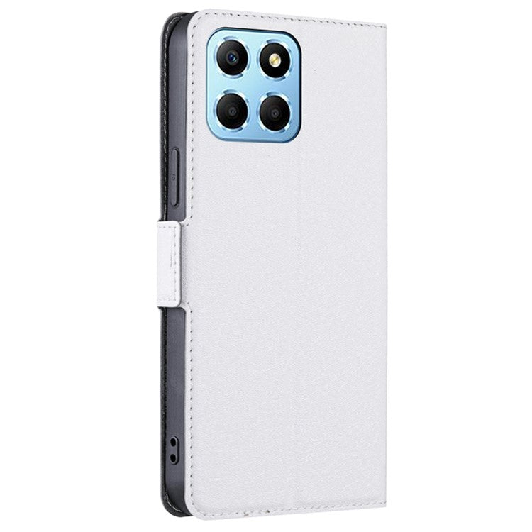 For Honor X8 5G / X6 4G PU Leather Stand Card Holder Case Full Protection Magnetic Clasp Phone Cover - White