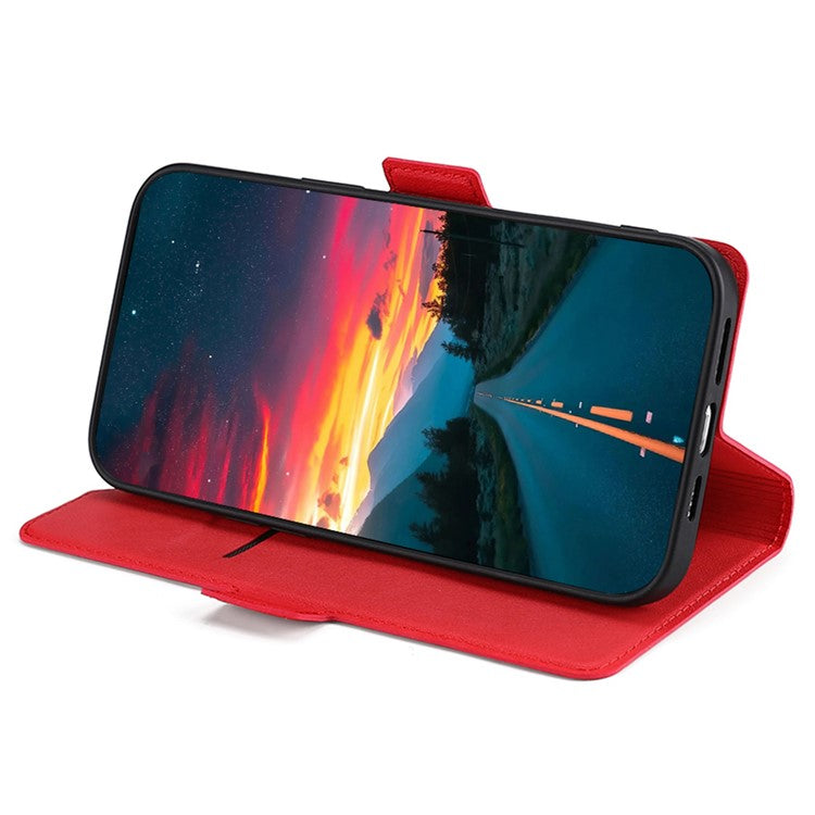 For Honor X8 5G / X6 4G PU Leather Stand Card Holder Case Full Protection Magnetic Clasp Phone Cover - Red