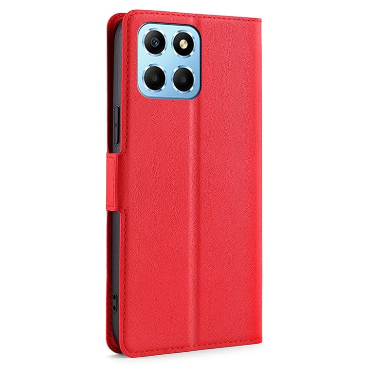 For Honor X8 5G / X6 4G PU Leather Stand Card Holder Case Full Protection Magnetic Clasp Phone Cover - Red