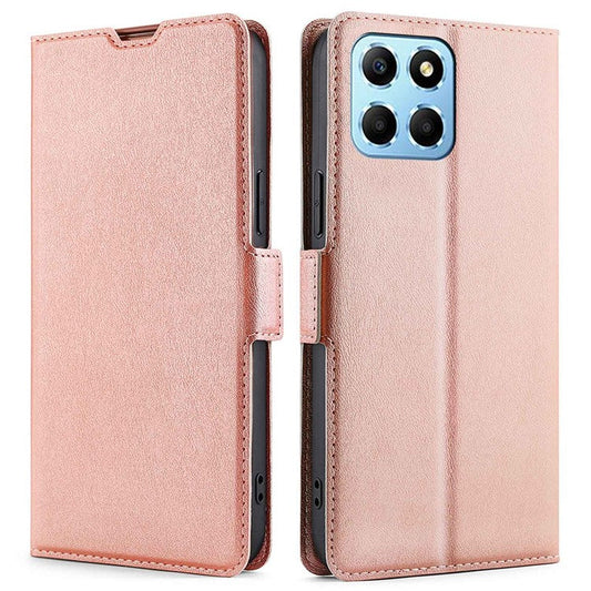 For Honor X8 5G / X6 4G PU Leather Stand Card Holder Case Full Protection Magnetic Clasp Phone Cover - Rose Gold